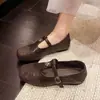 Zapatos Mary Jane de camelia con bloques de color retro para mujer, nueva colección otoño 2026, suela suave, puntera cuadrada, tacón bajo, zapatos casuales de cuero