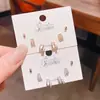 Set de Pendientes Geométricos de Concha y Circonita Nuevo de Primavera, Juego de Tres Pares, Pendientes Geométricos de Lujo de Alta Gama con Aguja de Plata para Mujer
