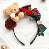 Diadema de Oso Navideño Linda, Diadema Dulce con Lazo, Accesorios para el Cabello de Disfraz Navideño, Diadema para Fotos de Niña
