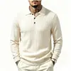2026 Nuevo Jersey de Punto Casual con Cuello para Hombre, Otoño-Invierno, Transfronterizo, Canalé, Tallas Grandes, Camiseta Base de Moda y Cálida