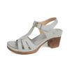 Sandalias europeas y americanas para mujer, novedad de verano 2024, color sólido, boca de pez, tacón grueso, hebilla de una palabra, sandalias de tacón alto, comercio exterior en stock