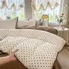 Juego de ropa de cama de cuatro piezas con estampado INS, suave y mullido, agradable para la piel, adecuado para dormir sin ropa, uso en todas las estaciones, funda de cama lavable a máquina