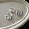 Anillo en forma de U de doble capa y doble corazón con diseño único para mujer, esmalte colorido con acabado de goteo, anillo doble, ajustable, accesorio versátil
