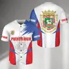 Camiseta de béisbol con estampado de bandera de Puerto Rico transfronteriza, camiseta deportiva de béisbol para hombre con estampado digital 3D, pedido mínimo una pieza