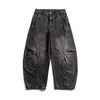 Jeans de Trabajo Nanxia Estilo Retro Americano Desgastados con Diseño Único de Cintura, Pantalones Anchos Holgados para Hombre