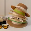 Sombrero de Paja Retro de Ala Ancha para Mujer Verano Playa Parte Superior Plana Protector Solar Sombrilla Sombrero de Pescador Playa Foto Playa Estilo Francés