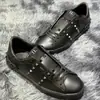 Zapatillas casuales para hombre de estilo oscuro funcional con cordones, remaches y encaje punk metal, zapatillas deportivas simples de cuero para mujer