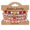 Pulseira de estilo de férias transfronteiriça europeia e americana, contas de arroz, pulseira elástica com contas, joias femininas, bandeira do amor, acessórios Yiwu