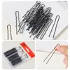 Pinza Negra para el Cabello en Forma de U con Diseño de Ola, Pasador Anti-Rayaduras para Peinar, Pinza Fija Engrosada para Peinados Recogidos