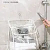 Bolsa colgante para ropa de baño, soporte de pared para teléfono de ducha en el baño del hogar sin taladro, bolsa de almacenamiento transparente impermeable para dormitorio