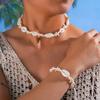 Temu Venta Caliente Estilo Festivo Cuerda Trenzada de Concha Collar Pulsera Retro Simple Imitación Turquesa Estrella de Mar Juego de Joyería