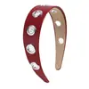 Moda Europea y Americana Elegante Diadema de Cuero de Ala Ancha Estilo Punk Moda de Corte Metálico Accesorios Versátiles para el Cabello para Mujeres al Salir