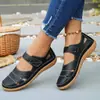 Sandalias Planas de Suela Suave de Tamaño Grande para Mujer, Nuevo Modelo de Comercio Exterior 2026, Sandalias Romanas Blancas Cómodas con Velcro para Mujer, Estilo Retro