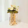 Vaso de Metal e Vidro de Luxo Leve Mesa de Jantar Vaso de Ferro Estilo Europeu Suporte de Vela Sala de Estar Entrada Modelo de Quarto Ornamentos para Mesa de Jantar