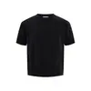 JIAMU Retrô Americano Estilo Old Money Malha Veludo Elástica Gola Redonda Pequena Manga Curta Unissex Verão Casual Curta Slim Fit Camiseta
