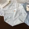 Novas calcinhas triangulares femininas estilo universitário, de algodão puro, confortáveis, macias e fofas, com forro antibacteriano de algodão e cobertura total do quadril.
