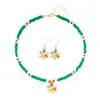 Collar Nuevo de Navidad Transfronterizo Diseño de Dibujos Animados Muñeco de Nieve Árbol de Navidad Collar de Perlas Aretes Set de Regalo para Niñas