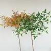 Decoración de planta verde artificial, adorno grande simulado de pie para interiores para la sala de estar, planta verde realista de lujo ligero, nandina