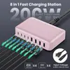 Cargador Transfronterizo Multicolor de Nitruro de Galio 200W 20V5A Estación de Carga Universal de Alta Potencia para Teléfonos Móviles, Tablets y Laptops