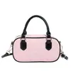 Bolsa infantil retrô de veludo cotelê com acabamento em PU contrastante, bolsa transversal para bebê, unissex, para passeios, pequena bolsa estilo Boston