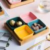 Plato Caliente Dividido Esmaltado, Plato para Frutas, Plato Club para Pediluvio Cerámico, Estilo Europeo Dulces, Frutas Secas, Plato para Frutas