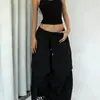 Pantalones deportivos tipo paracaidista retro americano de verano para mujer, pantalones cargo de secado rápido, pantalones ligeros para danza jazz, pantalones holgados de pierna ancha