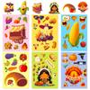6 hojas/paquete Pegatinas de Rompecabezas de la Temporada de Cosecha de Otoño de Acción de Gracias Celebración de Festival Pegatinas DIY para Cambiar la Cara Pegatinas para Diario Infantil