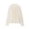 Para Comércio Exterior Transfronteiriço Europeu e Americano Roupas Femininas Aliexpress Mais Vendidas Moda Outono Versátil Multicor Plissada Camisa de Manga Longa