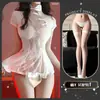 Lingerie Sexy Retro Cheongsam Bordado Vazado Saia Curta Sexy Costas Nuas Alça Puro Desejo Uniforme Tentação Qqny