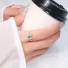 Anel Gatinho Brilhante de Diamante Aberto Ajustável Design Criativo Super Lindo Gato Azul Dedo Indicador Anel de Cauda para Mulheres