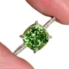 Anillo Cuadrado de Azúcar de Diamante Verde Oliva de Lujo Ligero Vintage Francés de Alta Calidad con Anillo de Moda Simple Exquisito Apilado Elegante Antiguo
