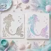 Modelos de pintura graffiti com tema de verão subaquático, mais vendidos em todo o mundo, com padrões de sereia para impressões decorativas perfuradas, atacado