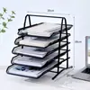 Estante de Archivos de Malla Metálica Multicapa Escritorio Extraíble Bandeja de Archivos Simple Multicapa Soporte para Archivos Atril Estante de Almacenamiento