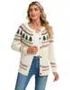 Nuevo suéter de comercio exterior transfronterizo europeo y americano para mujer, chaqueta cárdigan tejida con jacquard de árbol de Navidad Amazon para mujer