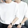 Camiseta de manga larga para hombre, de corte holgado y oversized, perfecta como capa base para el otoño, con estampados de moda y colores lisos, versátil y elegante