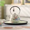 Conjunto de Chá Kung Fu de Porcelana de Nefrita Estilo Chinês para Casa com Uma Bule e Duas Xícaras, Conjunto com Bandeja de Secagem para Uso Doméstico ou em Hotel