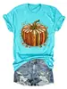 Amazon eBay Tienda Independiente Cómoda Casual Europea y Americana para Mujer Calabaza, Hongo, Hoja de Arce, Avellana, Camiseta de Algodón Colorida