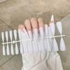 Uñas postizas trapezoidales de estilo europeo y americano más vendidas, con armadura de ataúd larga, color sólido, tira de aceite brillante, 24 unidades, armadura de ballet