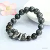 Pulsera de Piedra Natural Guan Yu Pulsera de Piedra Negra Destellante Joyería del Año del Dragón Venta Caliente en Transmisión en Vivo Venta al por Mayor S5021301
