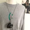 Colar com Pingente de Coração Preto Estilo Ins Coreano Corrente de Clavícula Elegante de Nicho para Mulheres Acessórios Longos para Roupas