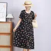 Vestido de Algodão Estampado Estiloso 2026 Verão Feminino Moda Floral Peça de Sobrepor com Bolsos Vestido de Viscose