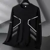 Camiseta masculina de manga comprida, estilo esportivo casual, gola redonda, camiseta de manga comprida estampada, camiseta masculina