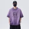 Ropa de Hombre Shanggu 2026 Verano Algodón Lavado de Peso Pesado Manga Corta Cuello Redondo Camiseta Marca de Moda Tallas Grandes Ropa para Hombre