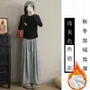 Pantalones Deportivos Simples Talla Grande para Mujer Otoño Invierno Con Terciopelo Grueso MM Gorditas Cintura Alta Cordón Holgados Casuales Deportivos para Caminar