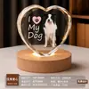 Bola de cristal creativa, luz de noche de madera maciza, lámpara ambiental de escritorio, decoración de mesita de noche, temática de mascotas gato y perro, regalo de recuerdo personalizable