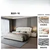 Cama de luxo leve estilo italiano, couro genuíno de alta qualidade, 1,8 x 2m, cama de casal para quarto principal 1,5m, cama moderna minimalista de casamento, cama de arte em couro