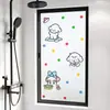 Pegatinas de Animales Lindos para Vidrio de Baño, Translúcidas y Opacas, Película de Vidrio Esmerilado Anti-Espionaje de Dibujos Animados Anime para Ventanas de Baño