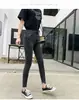 Jeans Cropped de Cintura Alta Nuevos para Otoño e Invierno para Mujer Pantalones de Pierna Estrecha Irregulares para Mujer Pantalones de Lápiz Elásticos Adelgazantes de Pierna Pequeña Modernos