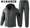 Conjunto de jaqueta masculina transfronteiriça para primavera e outono, vestuário de trabalho para primavera e outono, uniforme de treinamento com capuz camuflado durável, vestuário de trabalho para exterior