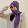 Gorro y Bufanda de Otoño e Invierno Todo en Uno Nuevo Terciopelo de Ardilla Gorro de Nieve Más Lana Felpa Gorro de Punto para Mujer Protección de Orejas Venta al por Mayor